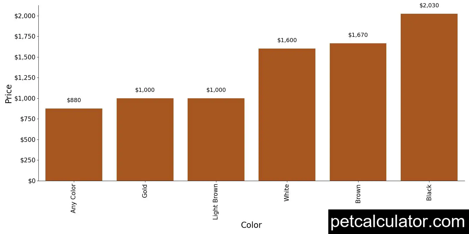 Price of Belgian Sheepdog by Color 