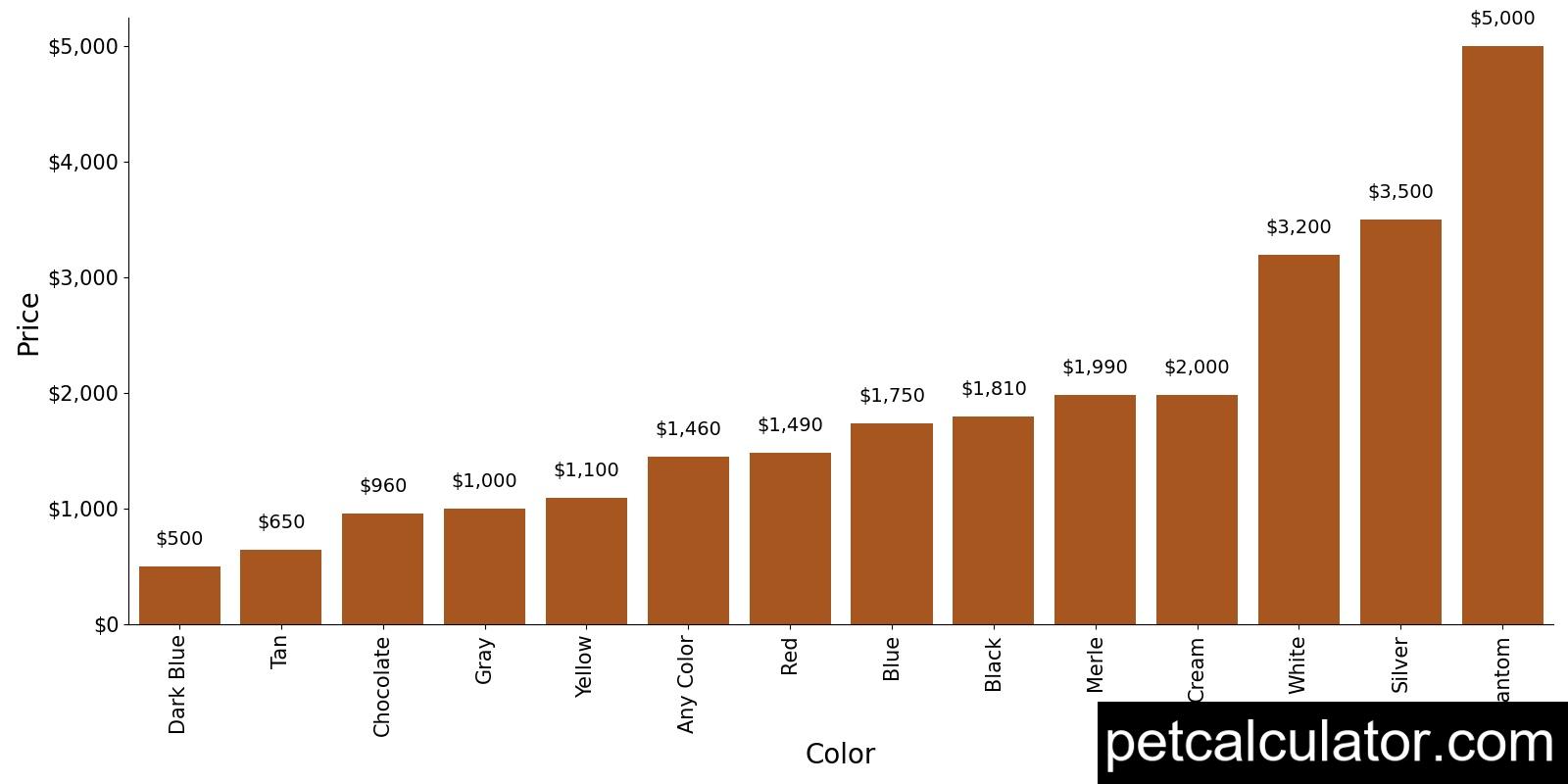 Price of Chow Chow by Color 