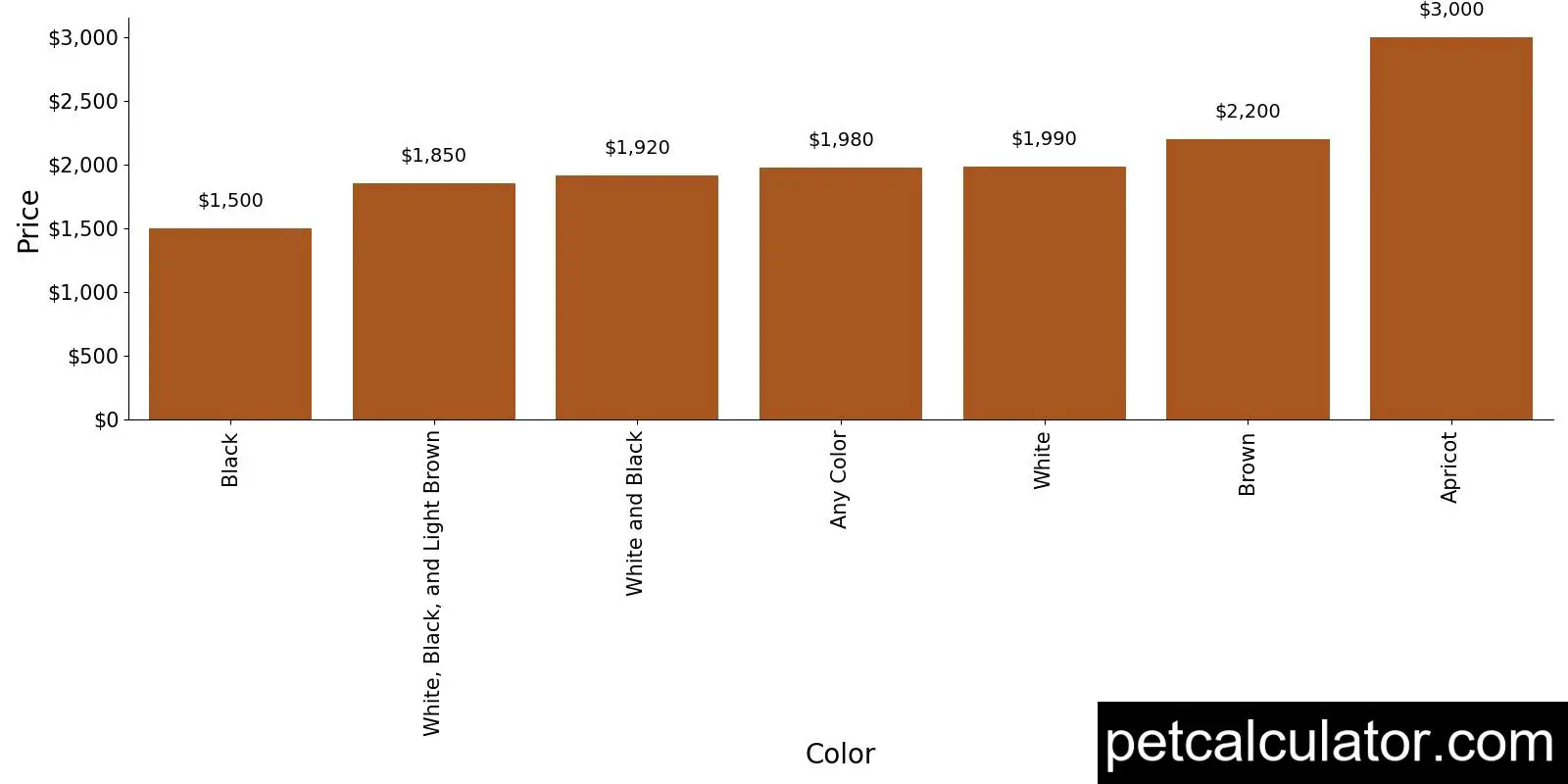 Price of Coton de Tulear by Color 