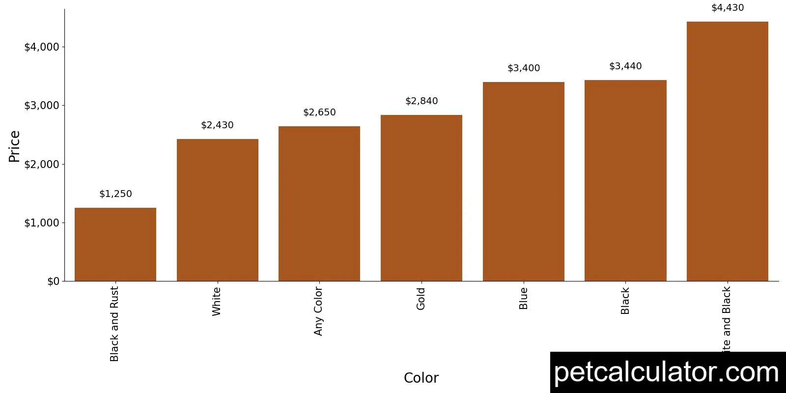 Price of Dogo Argentino by Color 