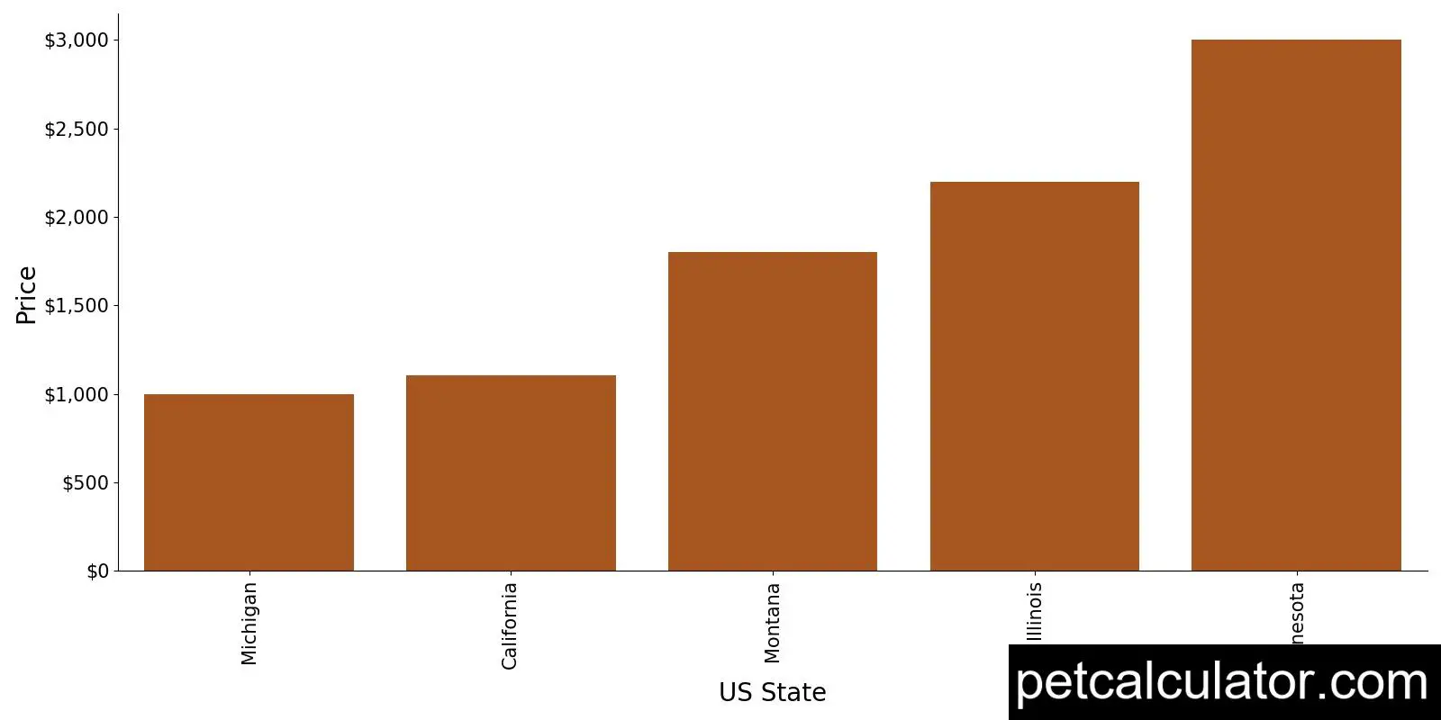 Price of Spinone Italiano by US State 