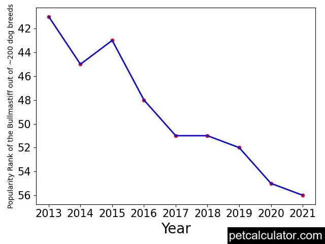 popularity of Bullmastiff over the years