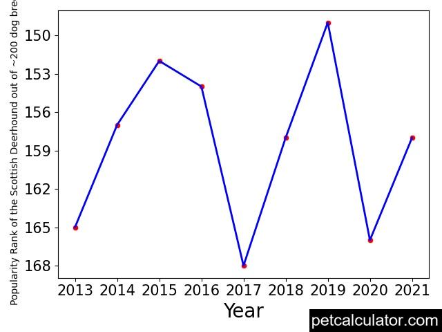 popularity of Scottish Deerhound over the years