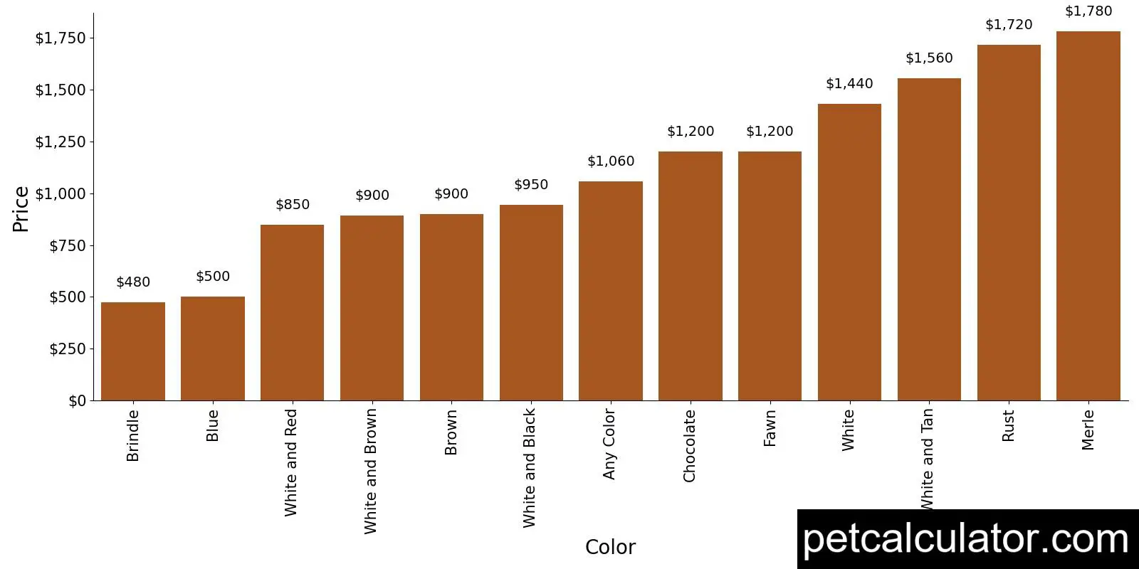 Price of Jack Russell Terrier by Color 