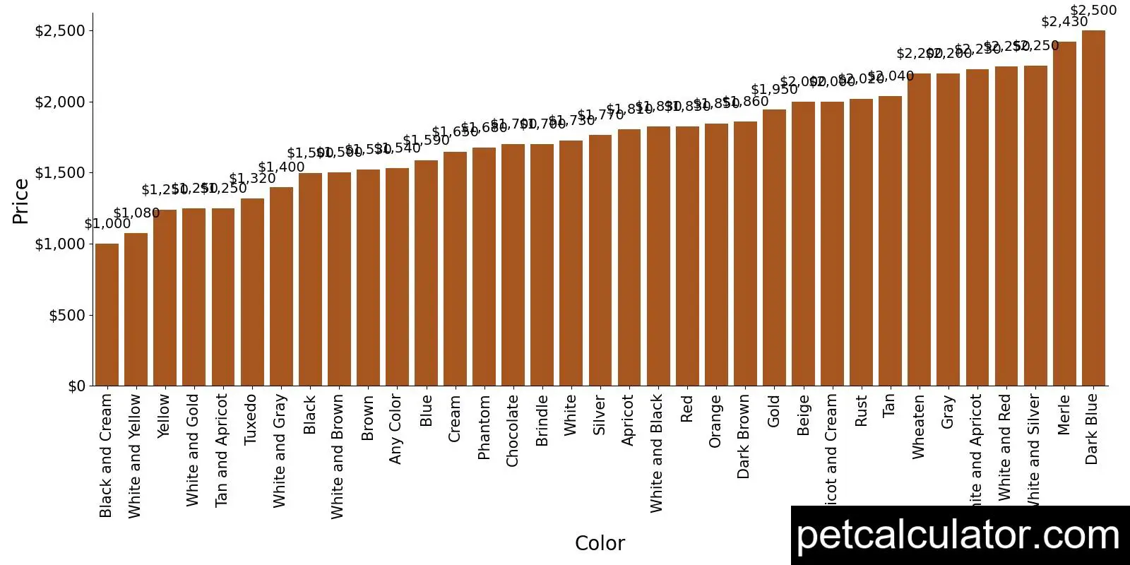 Price of Labradoodle by Color 