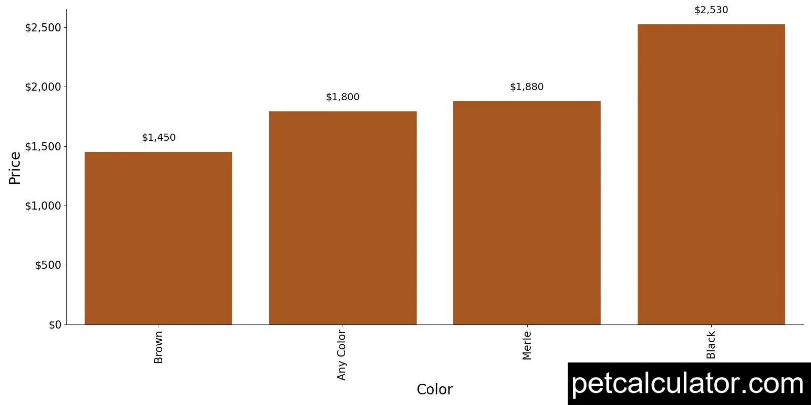 Price of Miniature American Shepherd by Color 