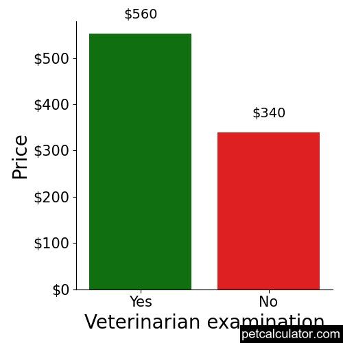 Price of Black and Tan Coonhound by Veterinarian examination 