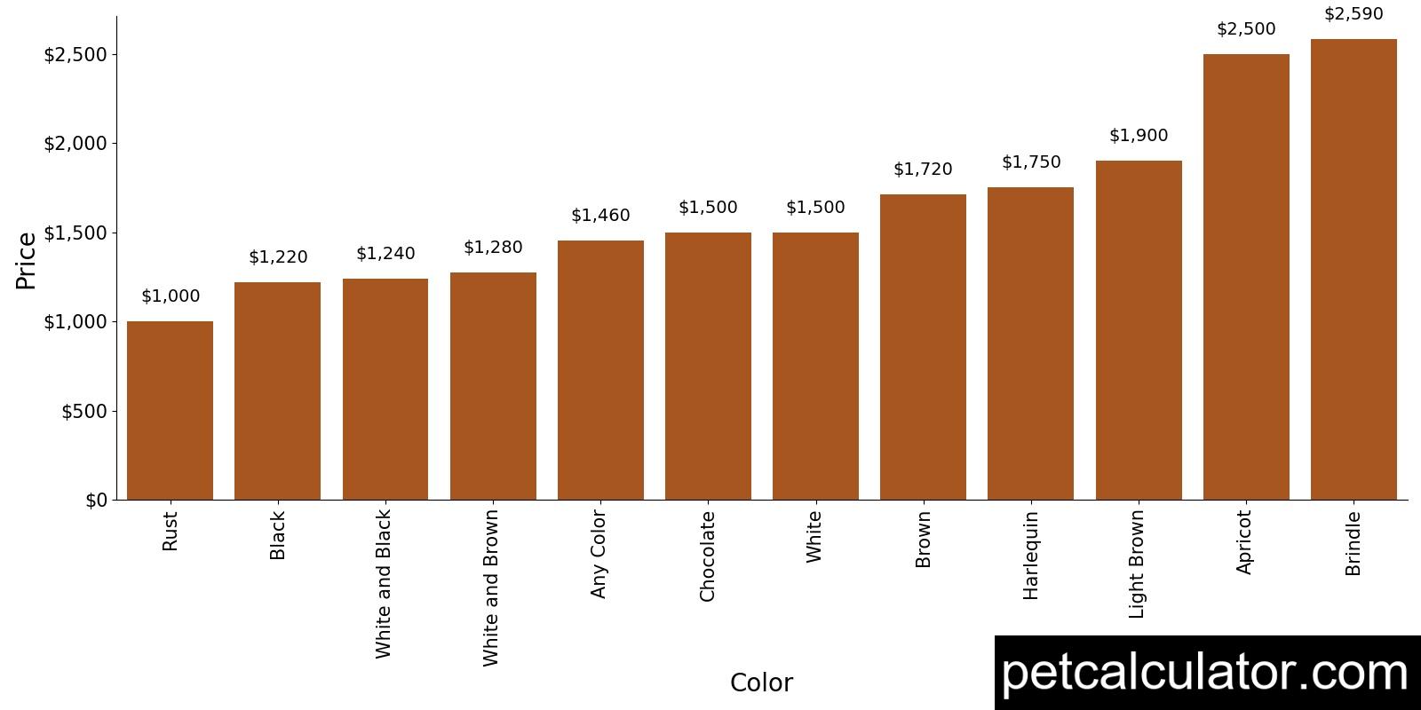 Price of Shichon by Color 