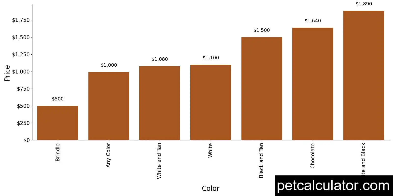 Price of Toy Fox Terrier by Color 
